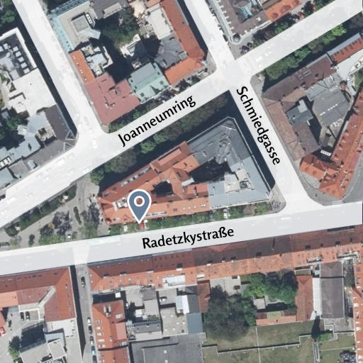 Bild von einem Kartenausschnitt mit einer Markierung des Standortes der Praxis von Dr. Veronika Pritz.